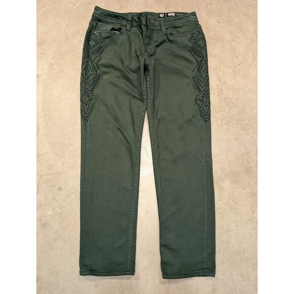 Miss Me Jeans Mid Rise Skinny Green Women's 33 Denim Pants - Picture 1 of 7